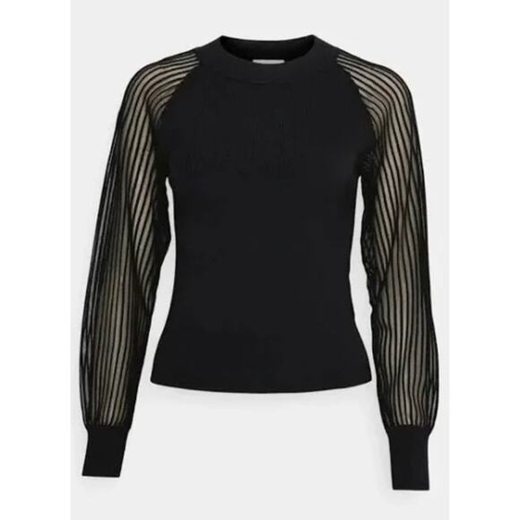 Club Monaco Black Sheer Sleeve Sweater - Picture 3 of 10